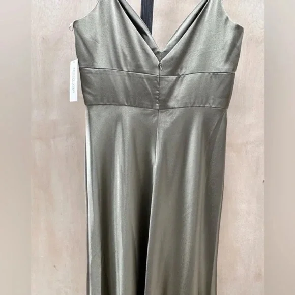 Jenny Yoo Brenna style Sage long cocktail gown/bridesmaid dress NWT sz 14 - Picture 10 of 16